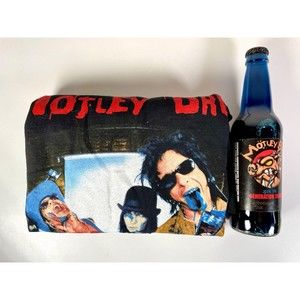 Vintage Motley Crue Brue Bottle and Promotional T-Shirt Sz L Band Tee RARE